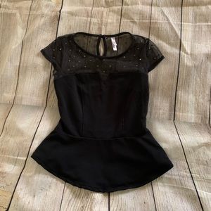 Black peplum dressy top